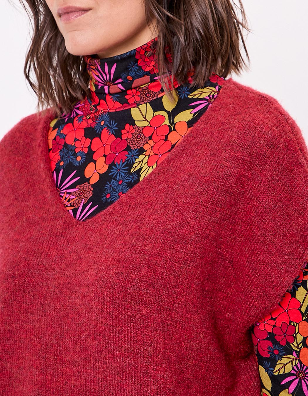 Pull tricot sans manche uni imprimé La Fiancée