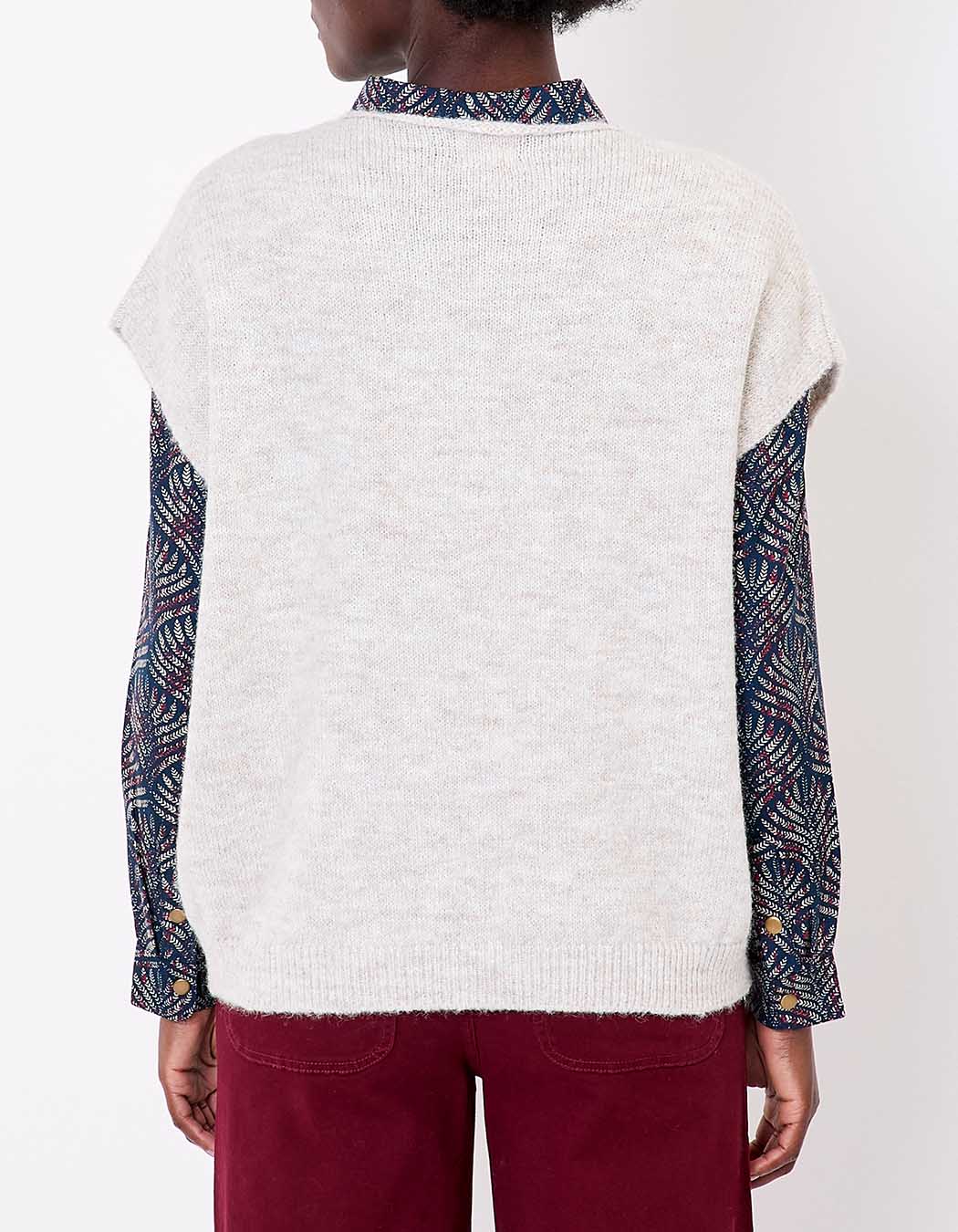 Pull tricot sans manche uni imprimé La Fiancée