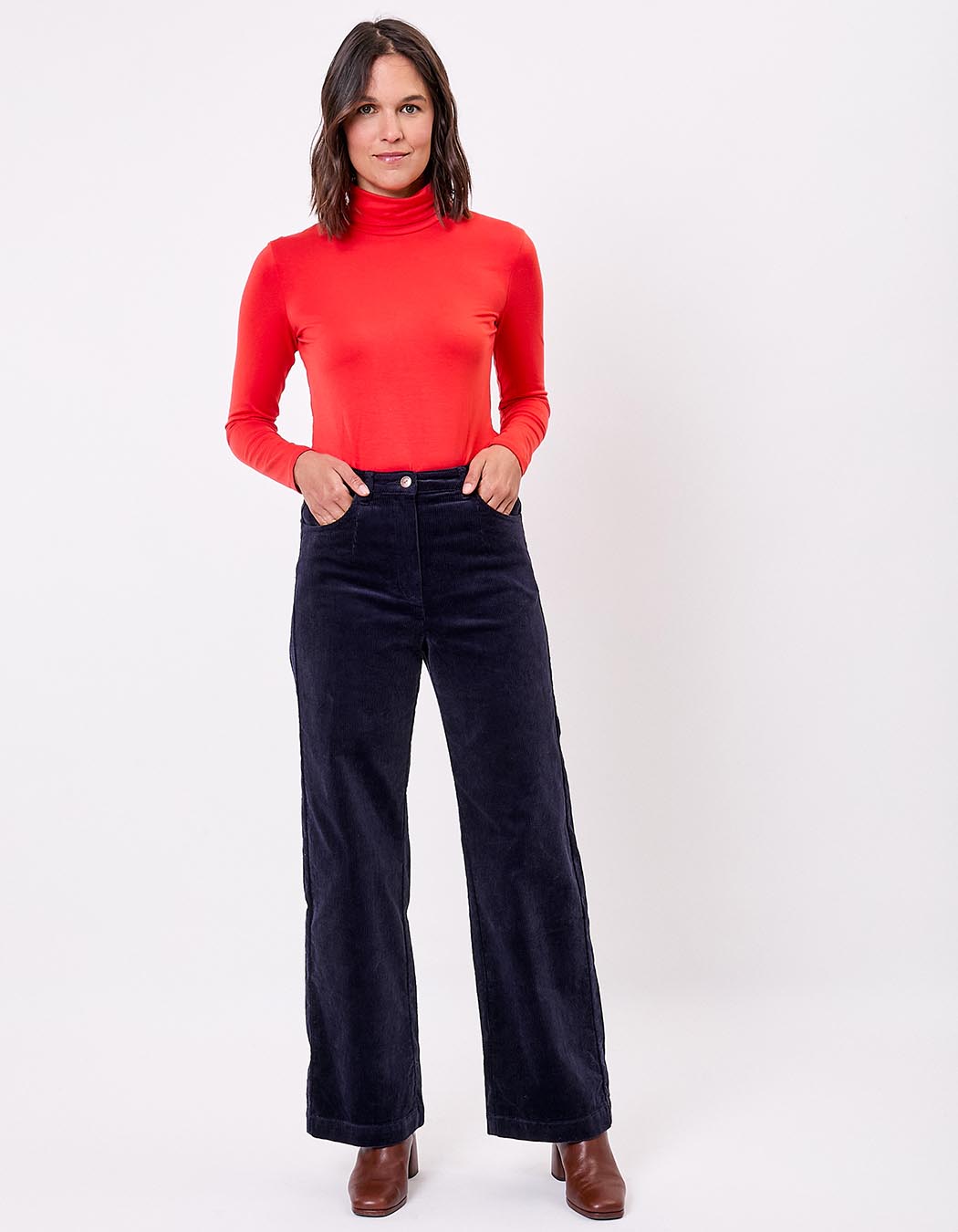 Pantalon large velours cotelé imprimé La Fiancée