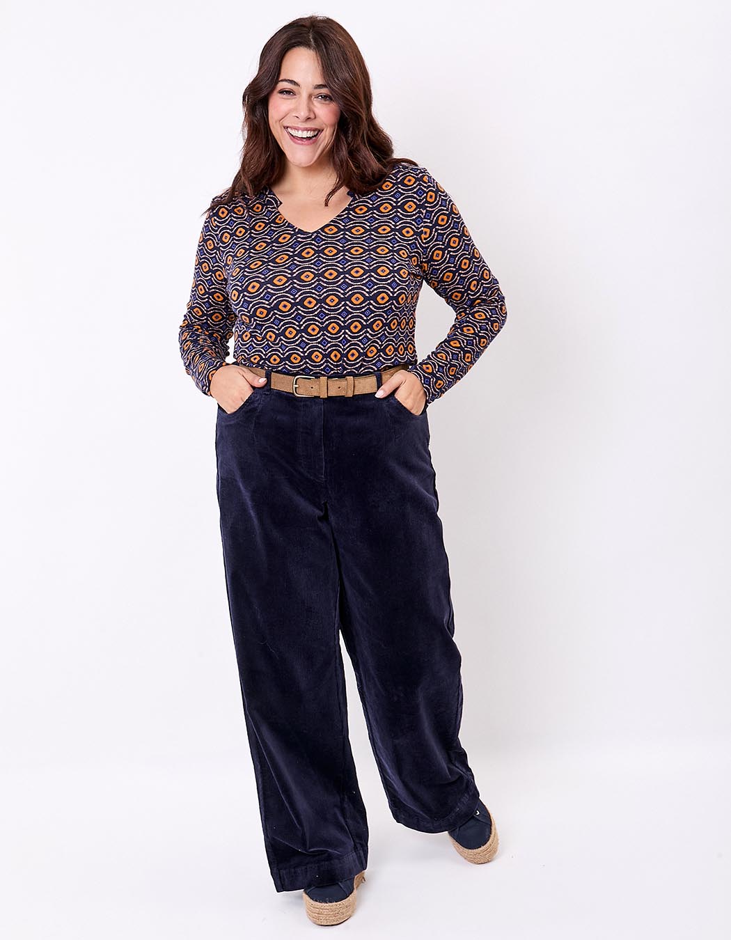Pantalon large velours cotelé imprimé La Fiancée