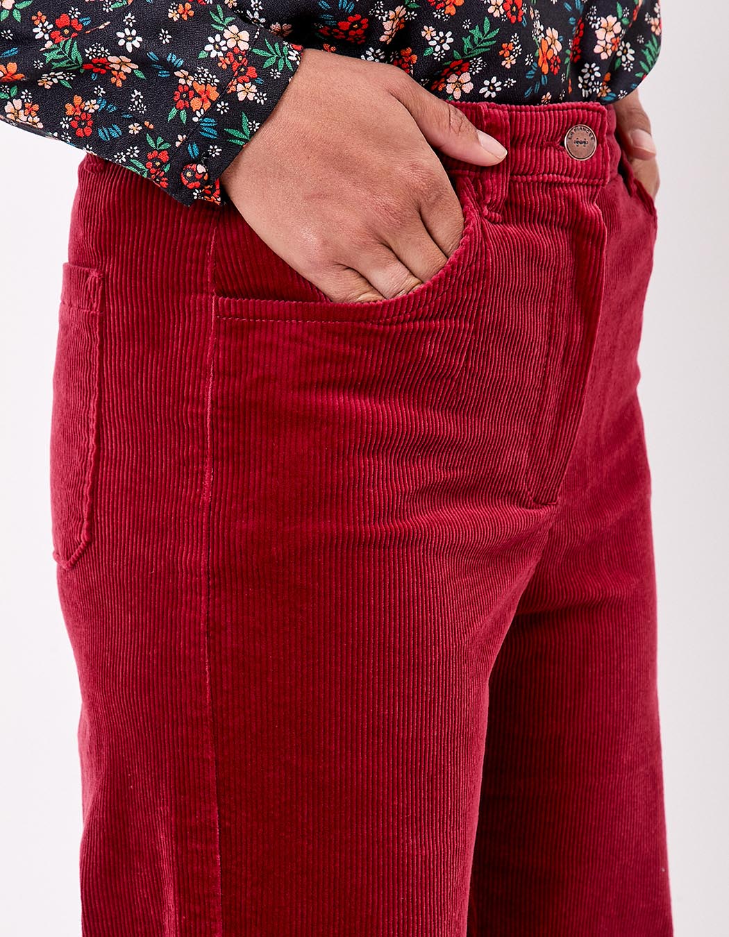 Pantalon large velours cotelé imprimé La Fiancée