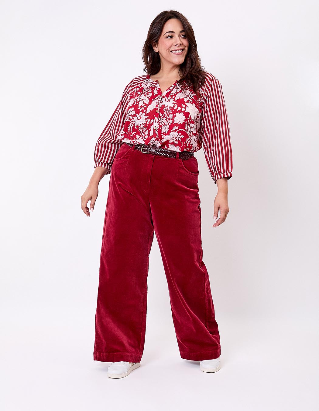 Pantalon large velours cotelé imprimé La Fiancée