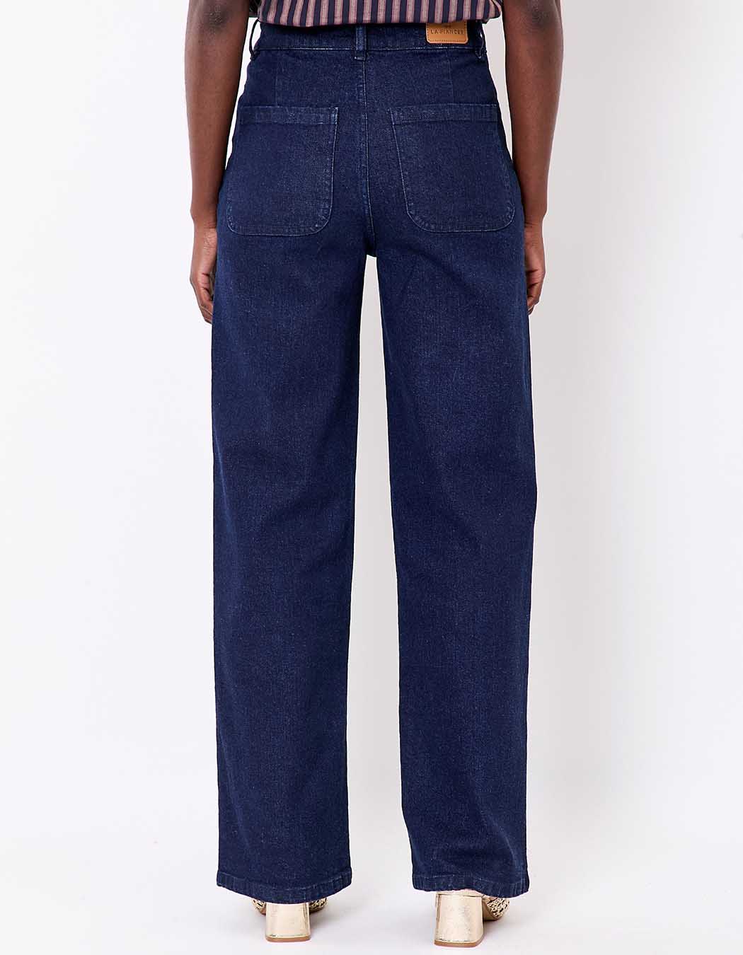 Jean large denim coton stretch imprimé La Fiancée