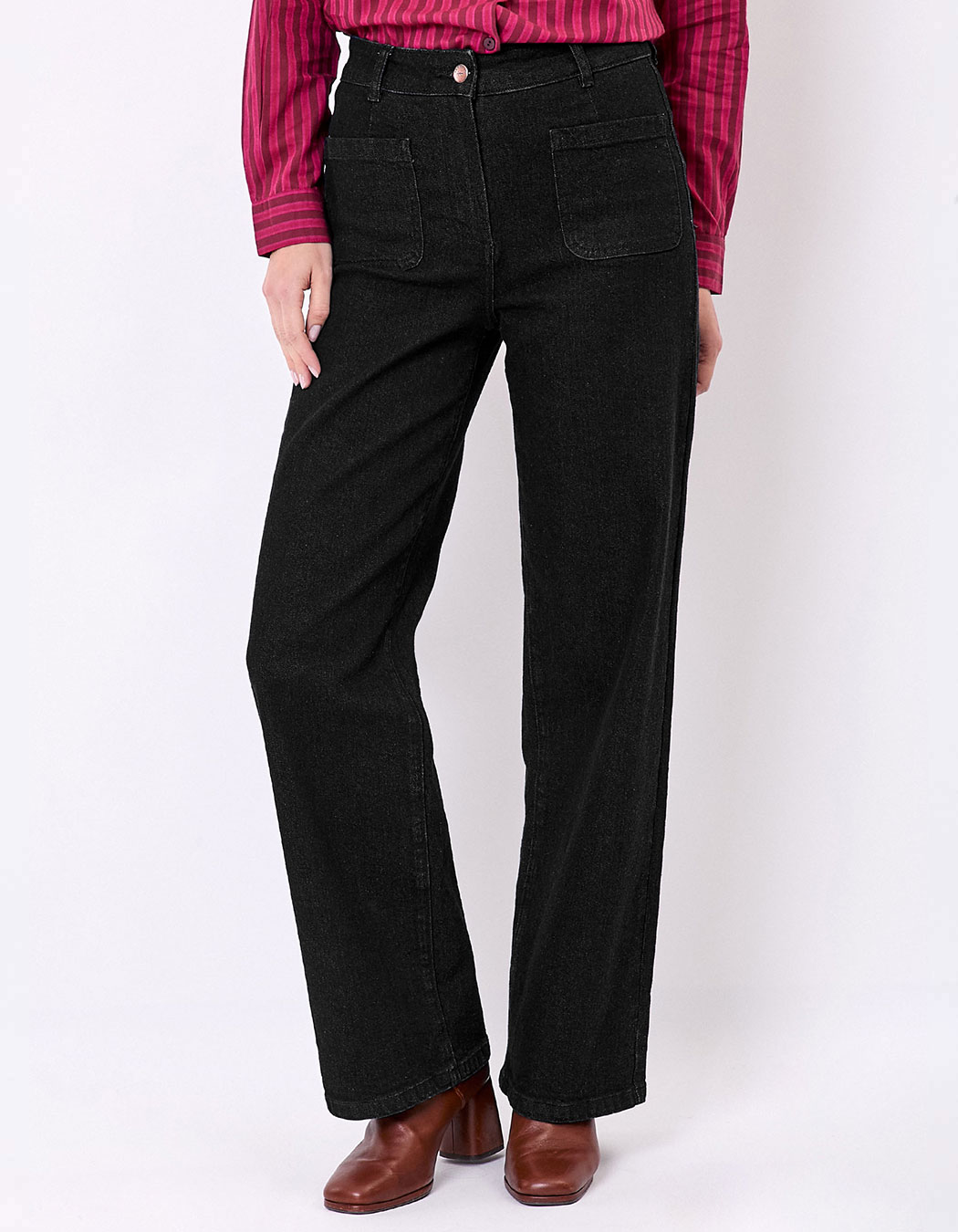 Jean large denim coton stretch imprimé La Fiancée