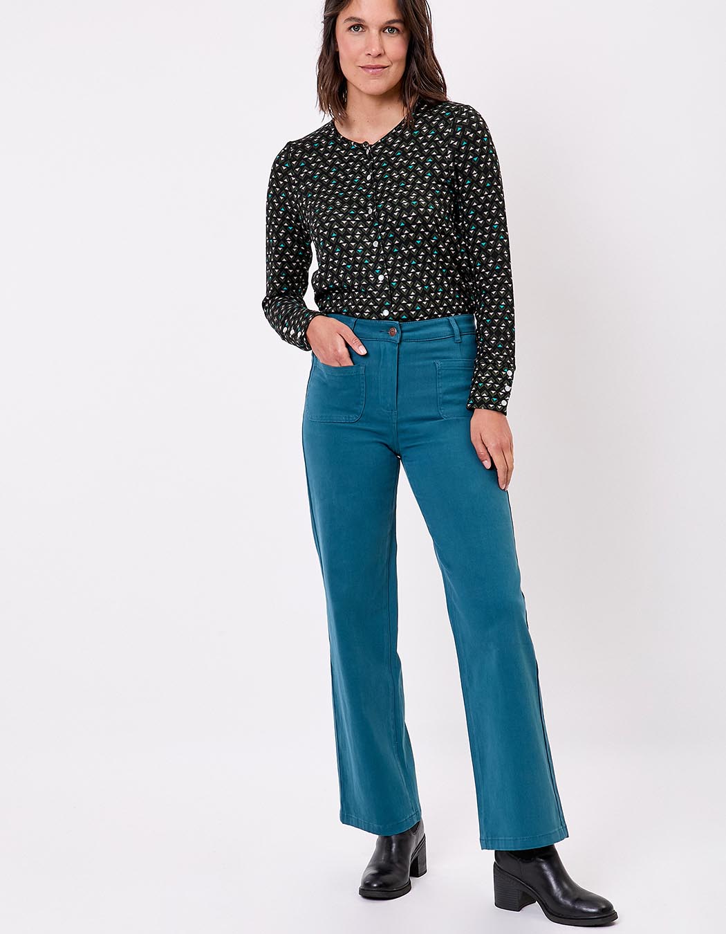Pantalon large coton stretch imprimé La Fiancée