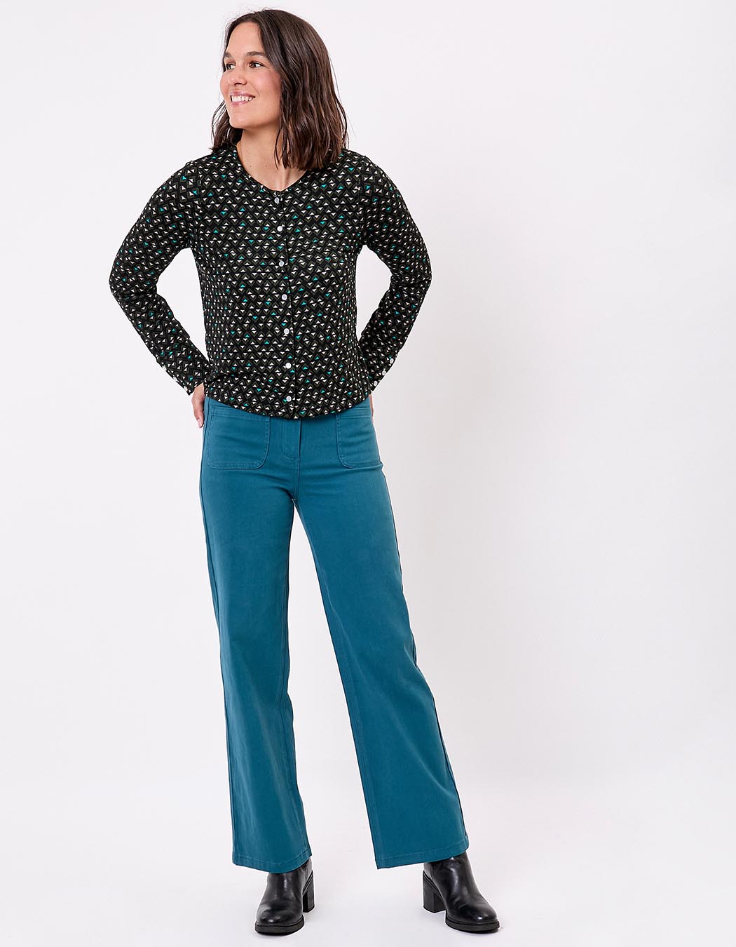 Pantalon large coton stretch imprimé La Fiancée
