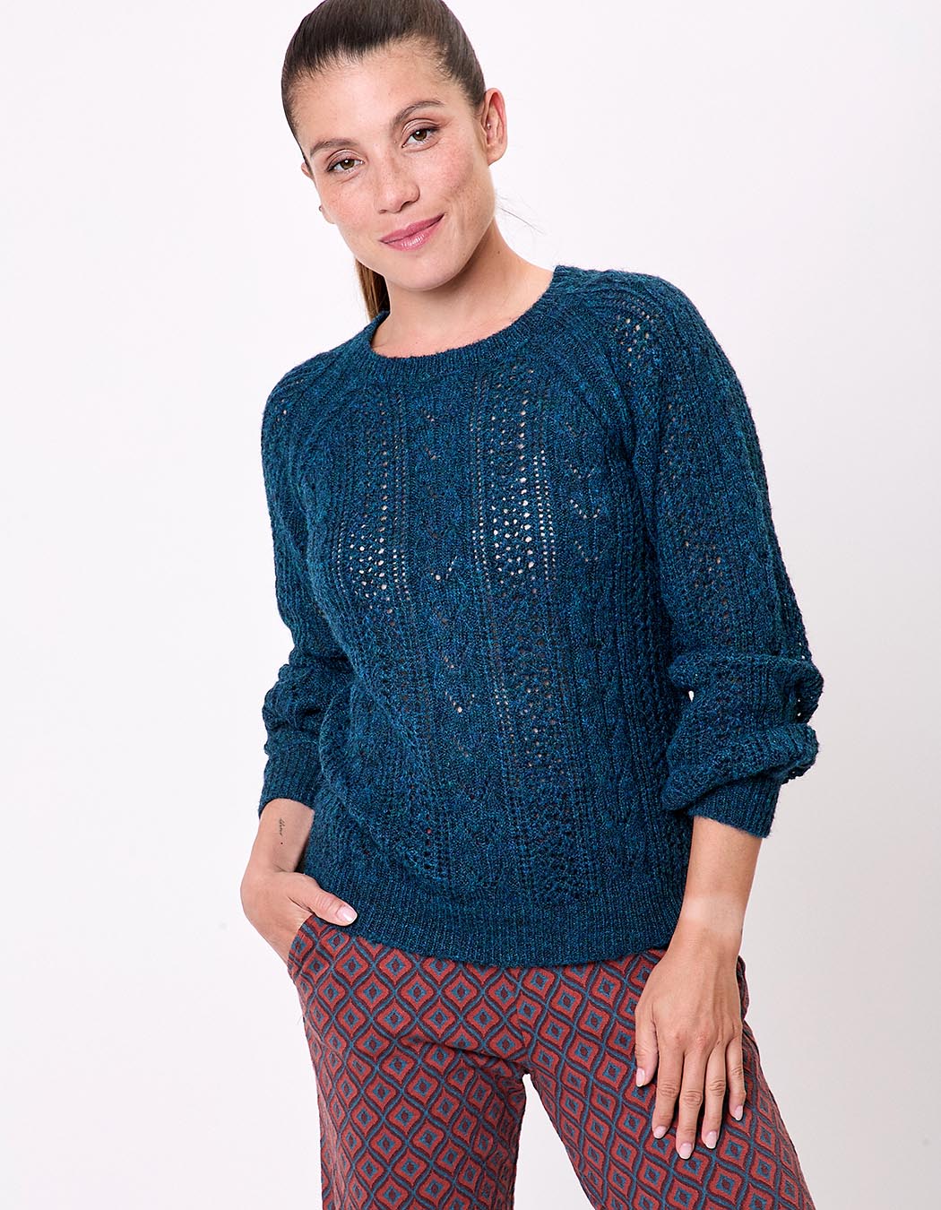 Pull tricot fantaisie imprimé La Fiancée