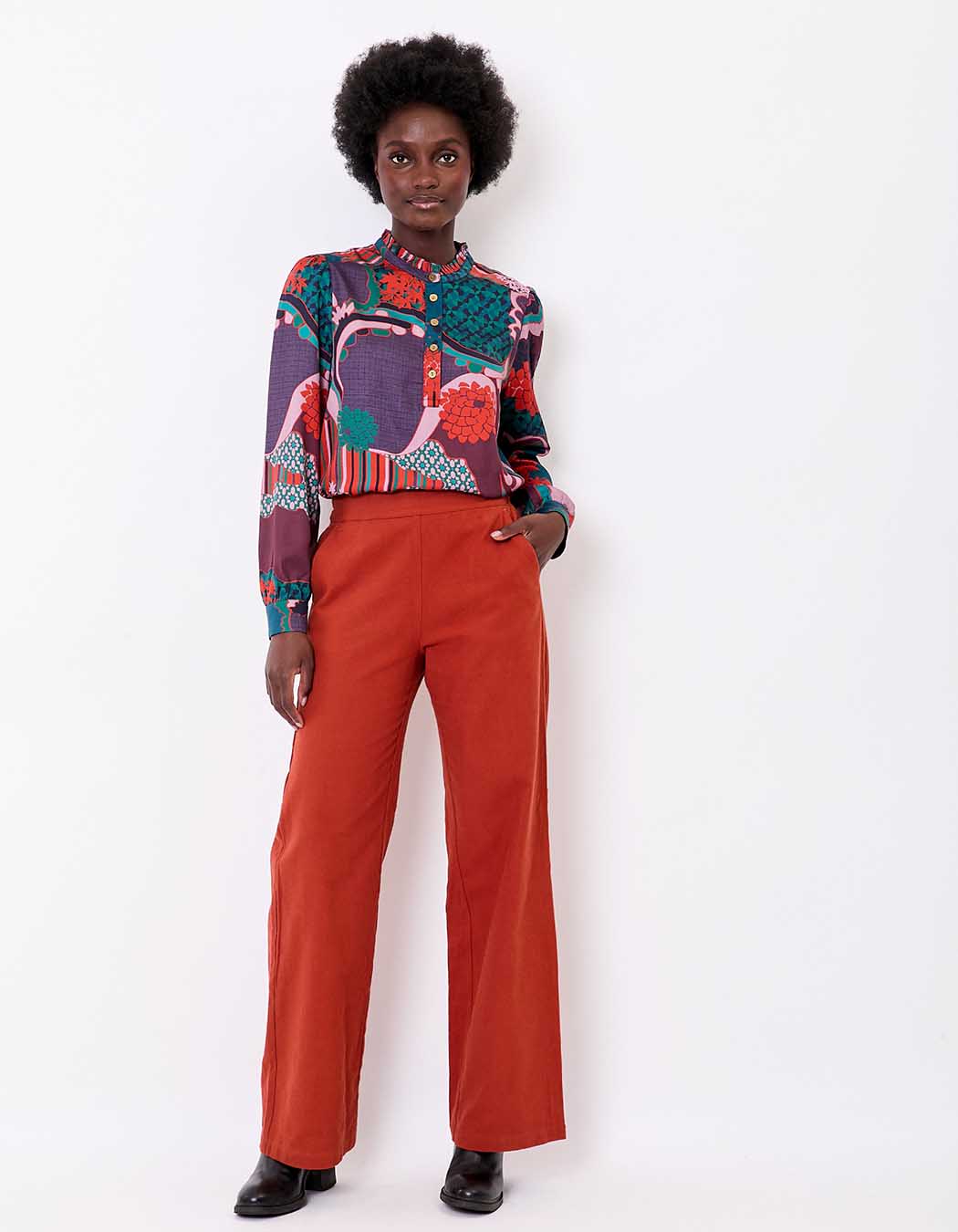 Pantalon large flanelle coton bio imprim&eacute; La Fianc&eacute;e
