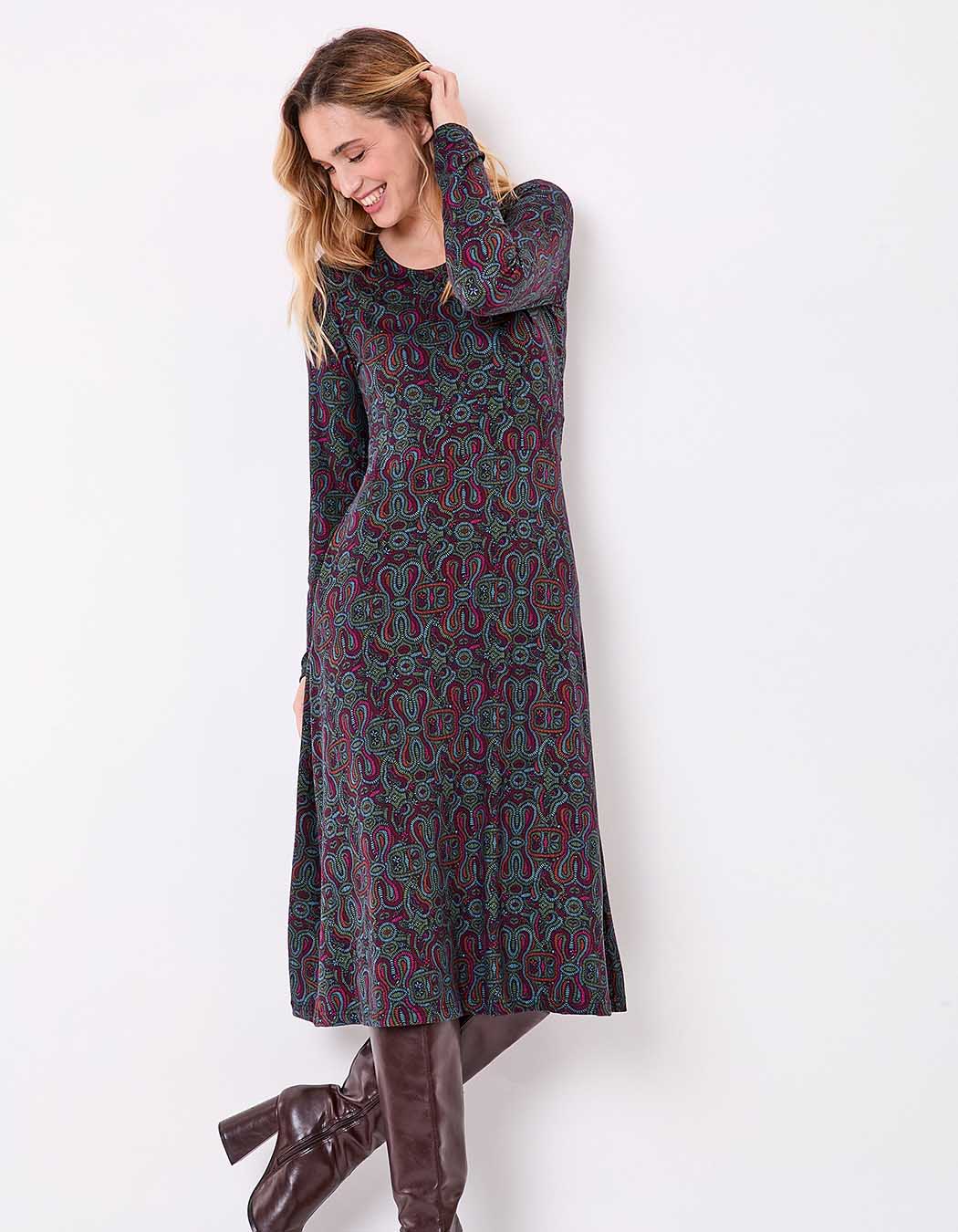 Robe midi maille fluide imprimé La Fiancée