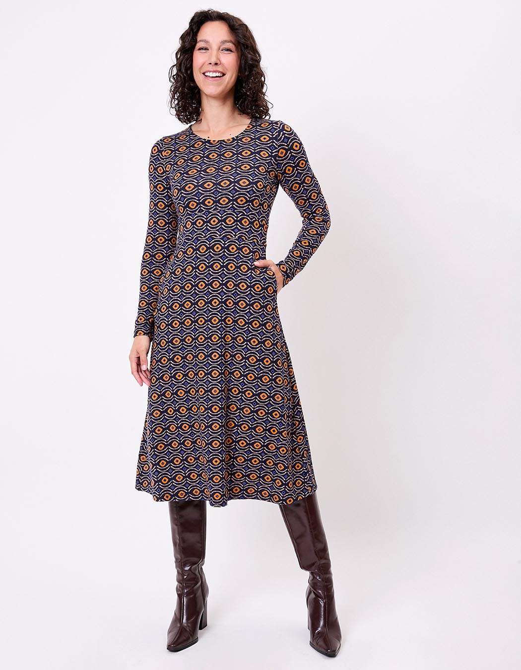 Robe midi maille fluide imprimé La Fiancée