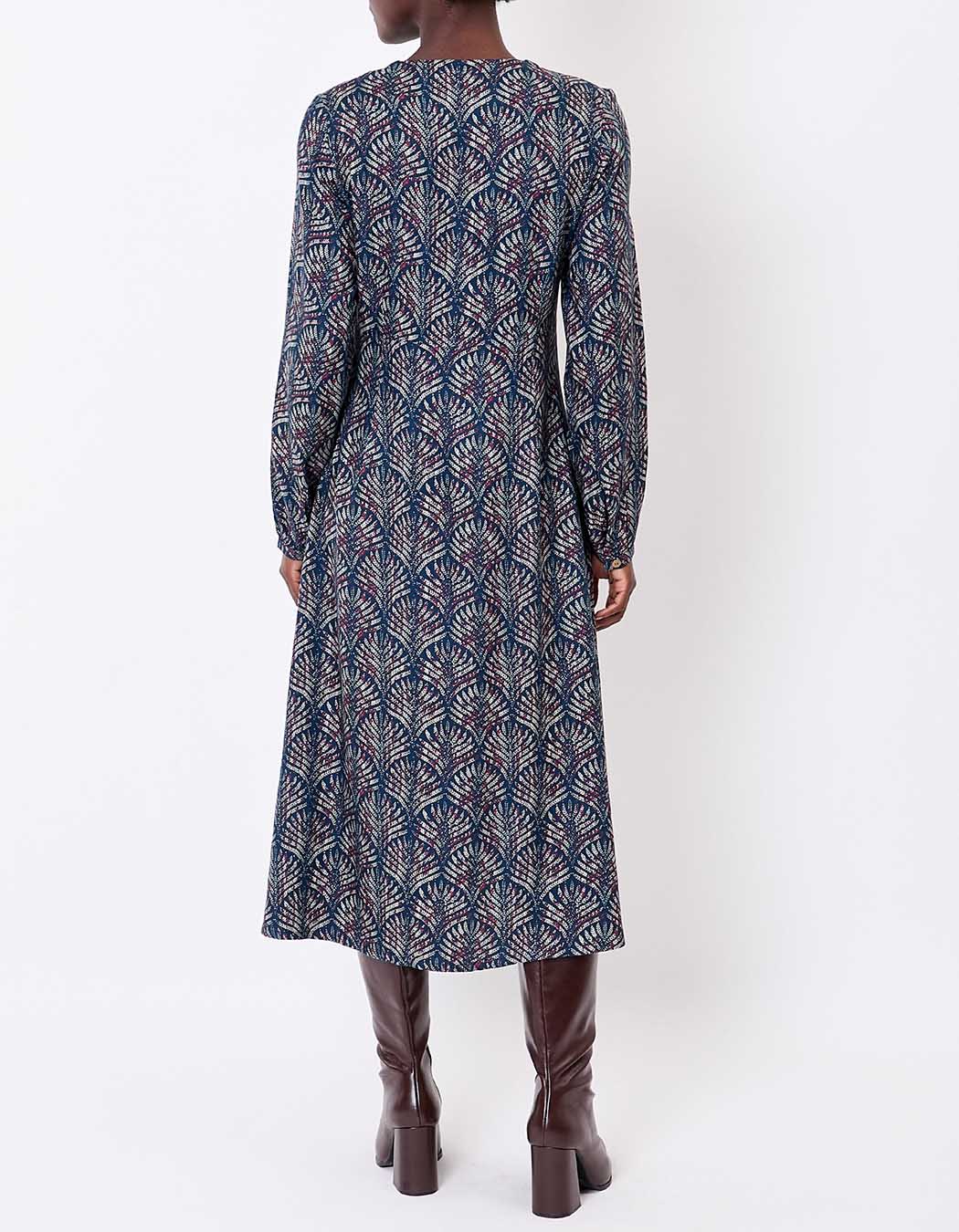 Robe midi fluide col V imprimé La Fiancée