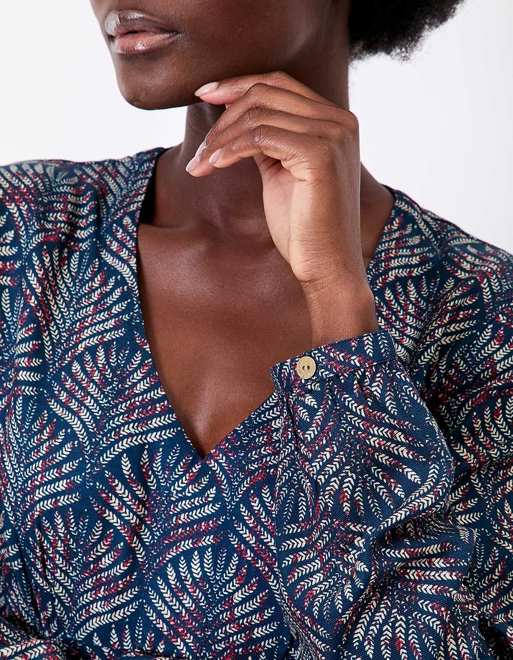 Robe midi fluide col V imprimé La Fiancée