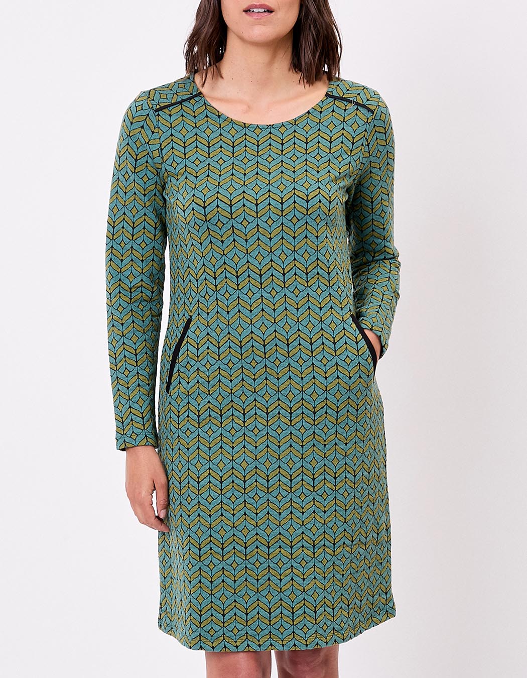 Robe courte maille jacquard imprimé La Fiancée