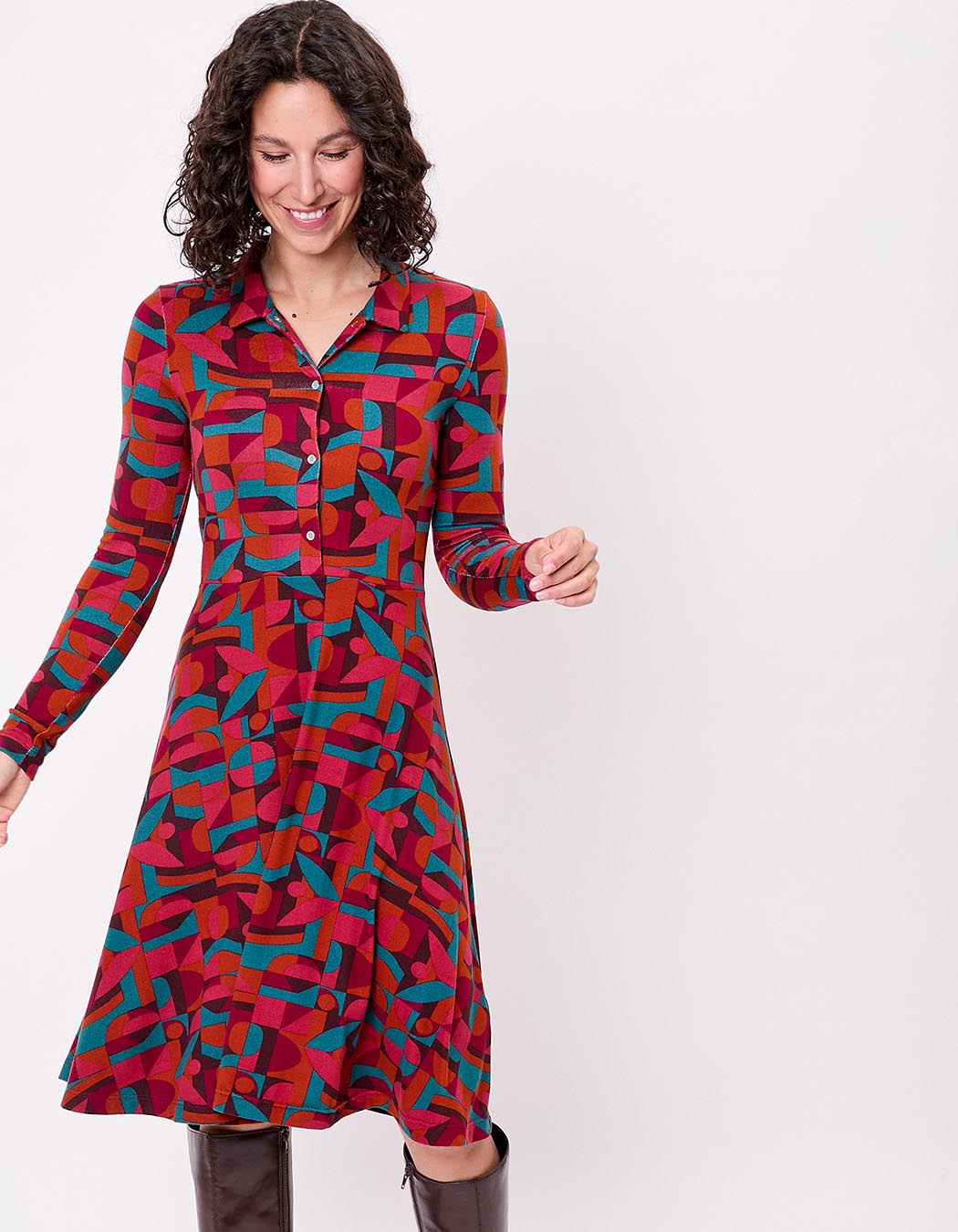 Robe chemise maille fluide imprimé La Fiancée