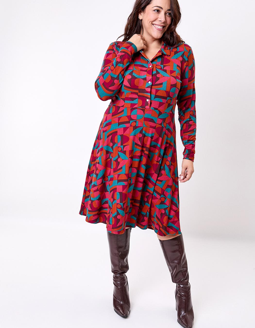 Robe chemise maille fluide imprimé La Fiancée