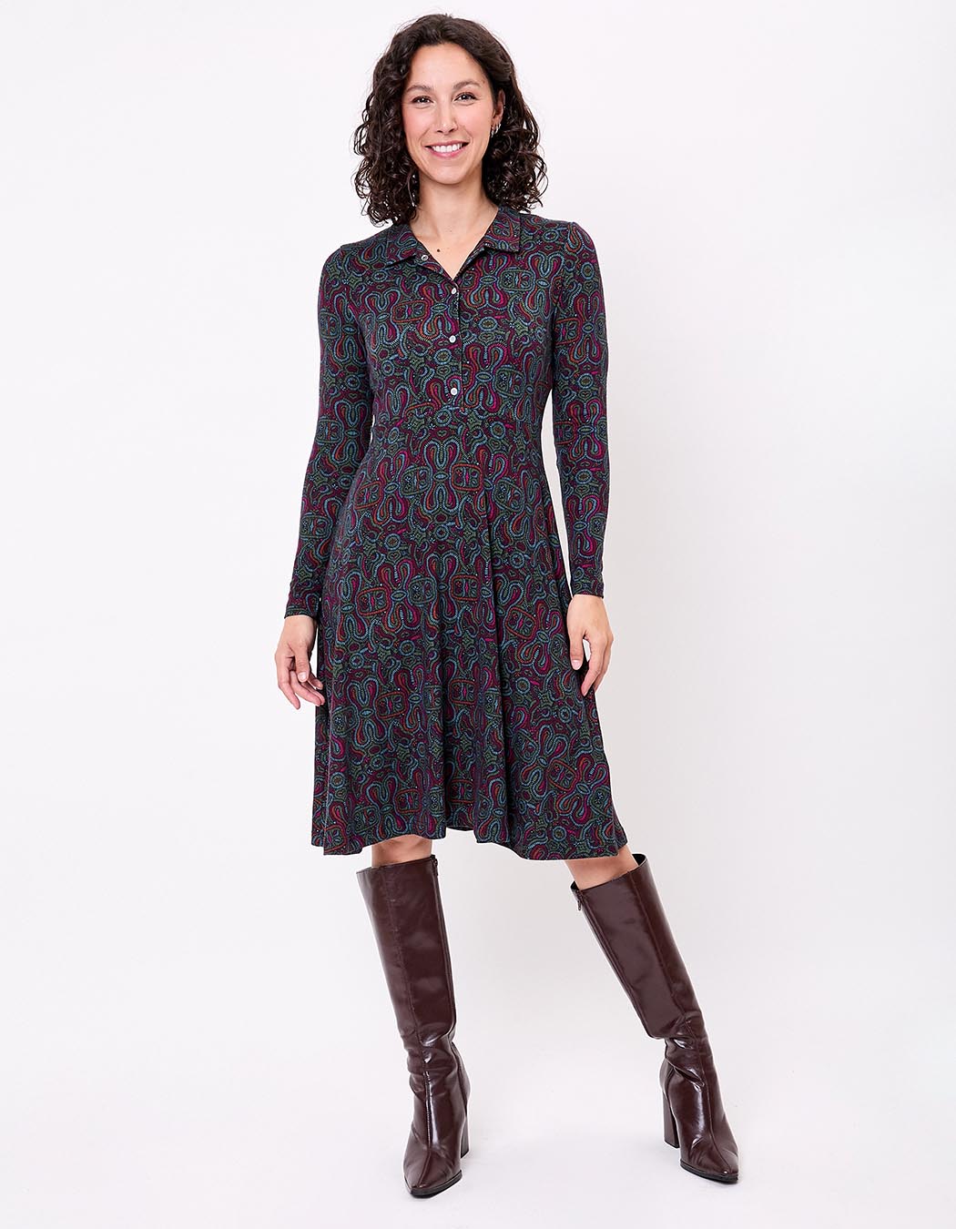 Robe chemise maille fluide imprimé La Fiancée