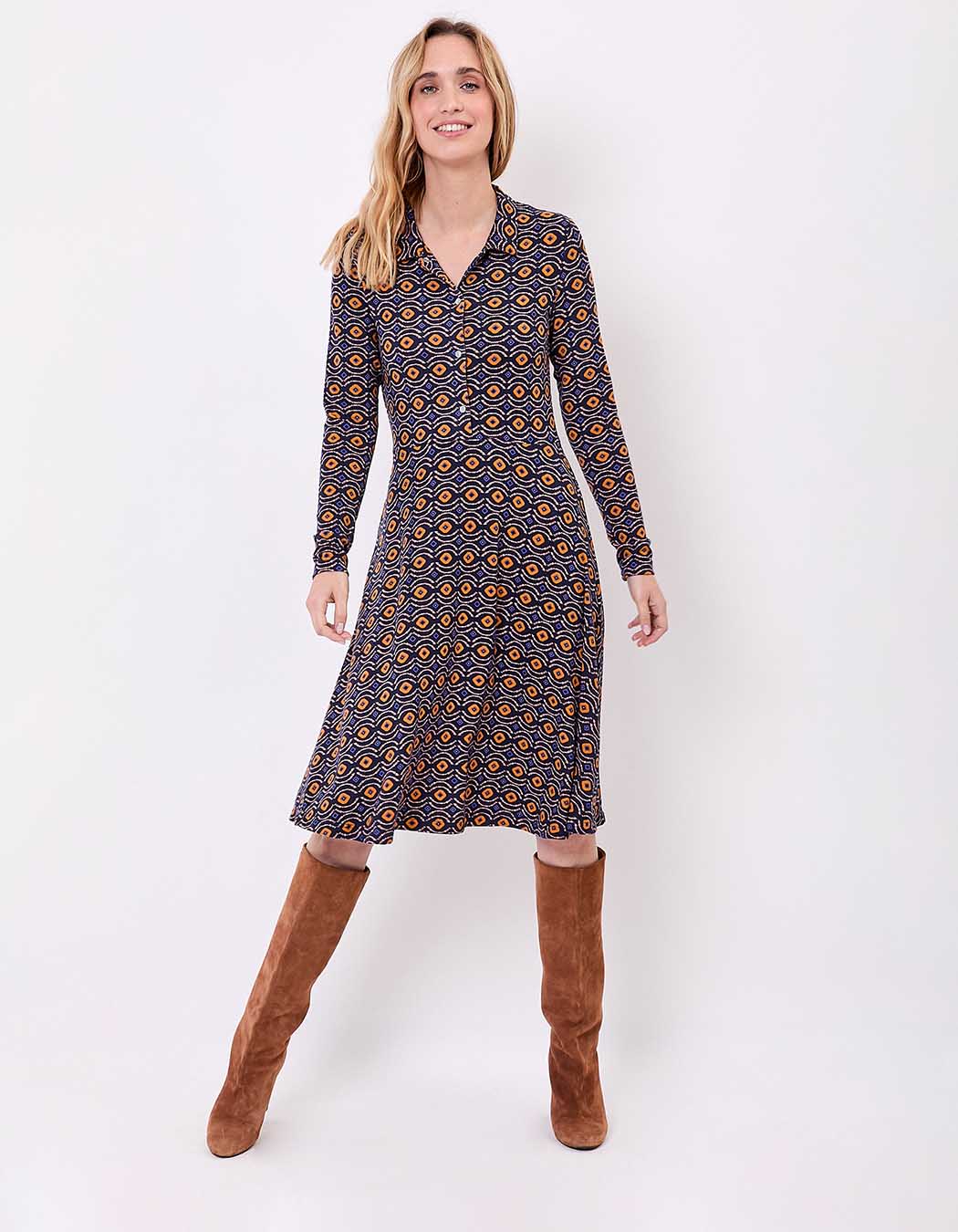 Robe chemise maille fluide imprimé La Fiancée