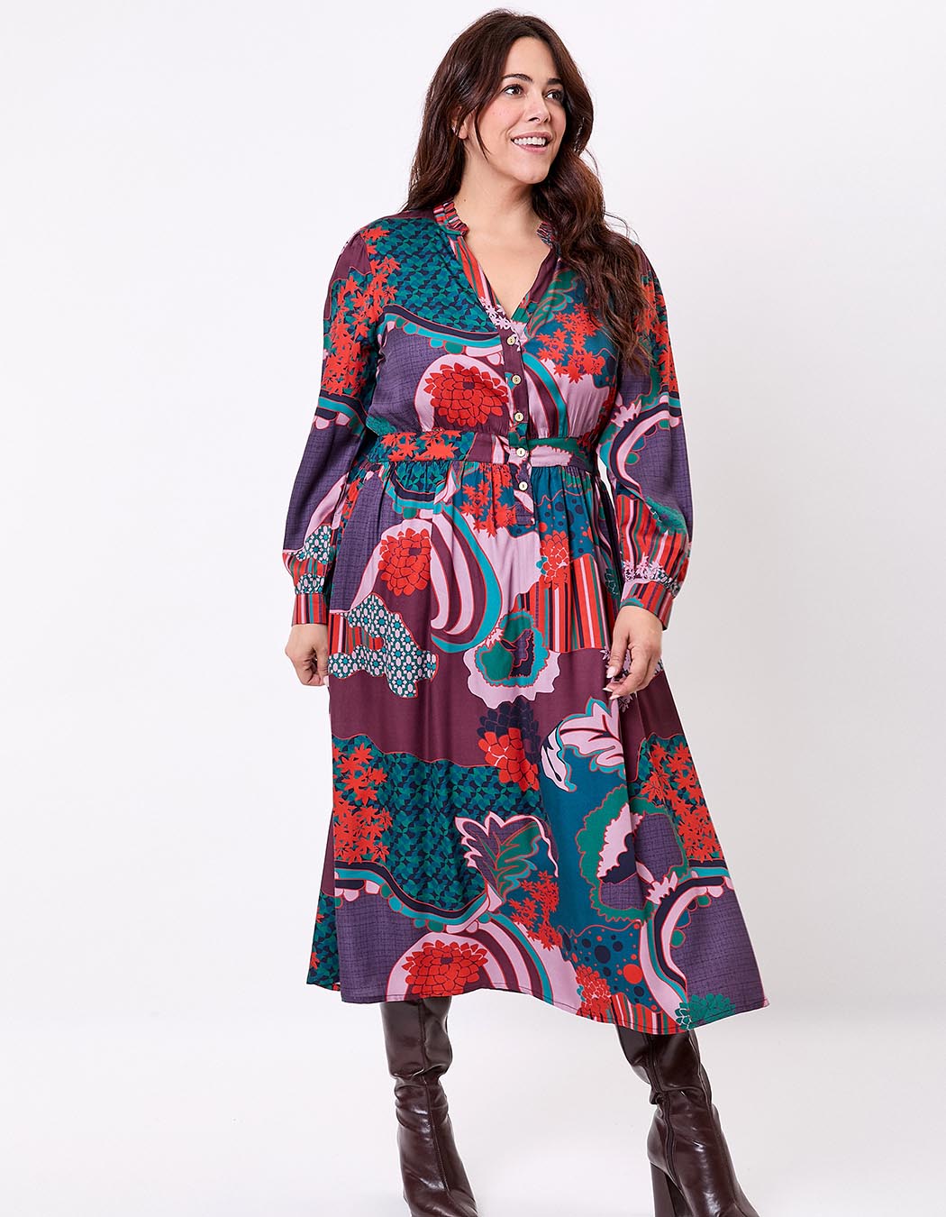 Robe midi fluide évasée imprimé La Fiancée