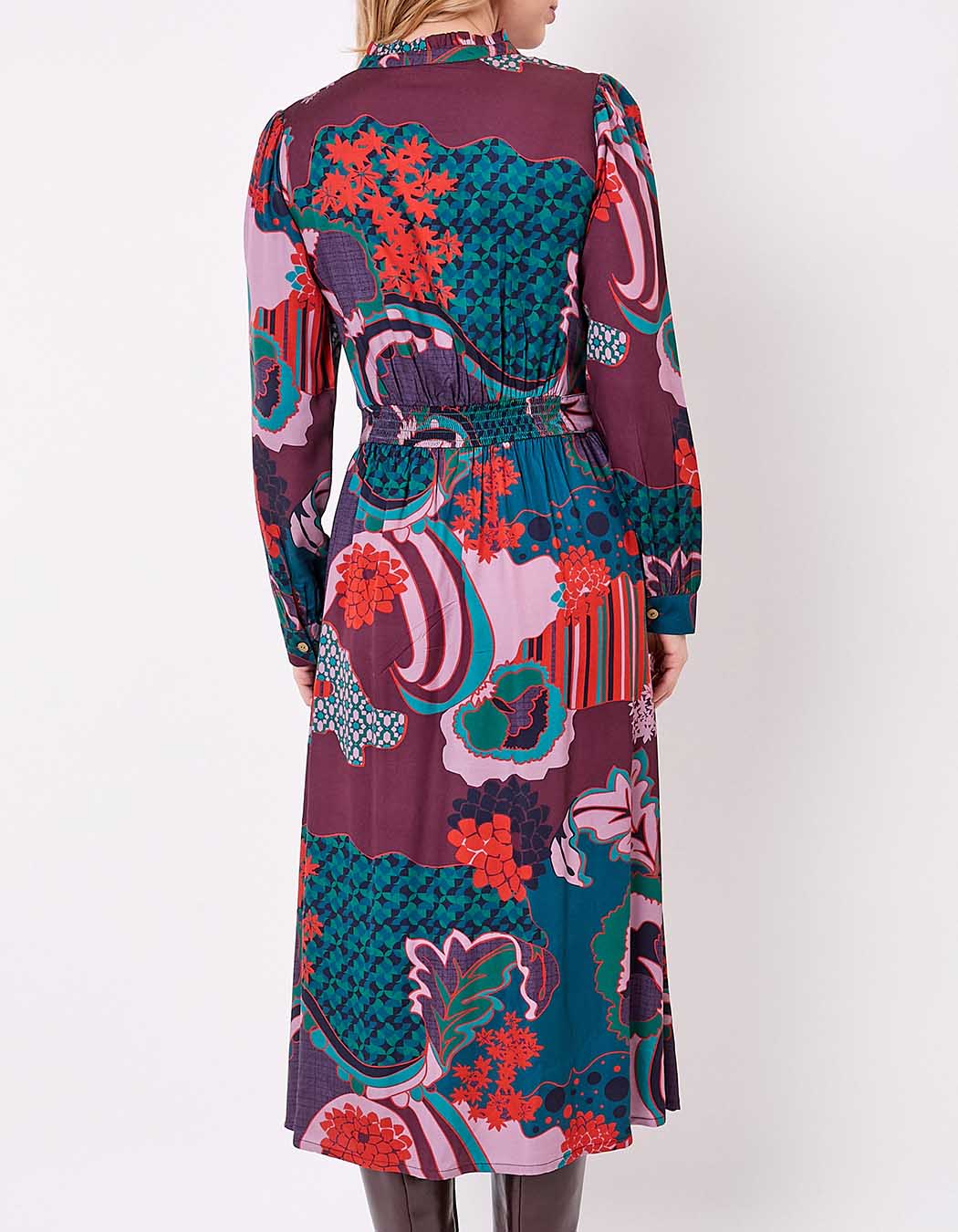 Robe midi fluide évasée imprimé La Fiancée
