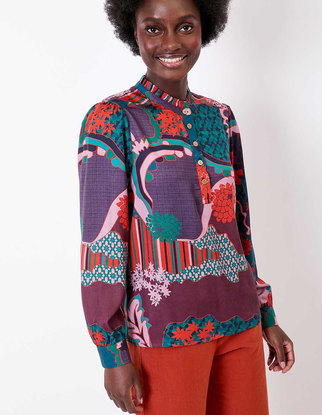 Blouse fluide volants imprimé La Fiancée