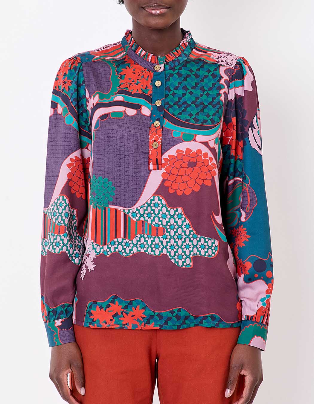 Blouse fluide volants imprimé La Fiancée