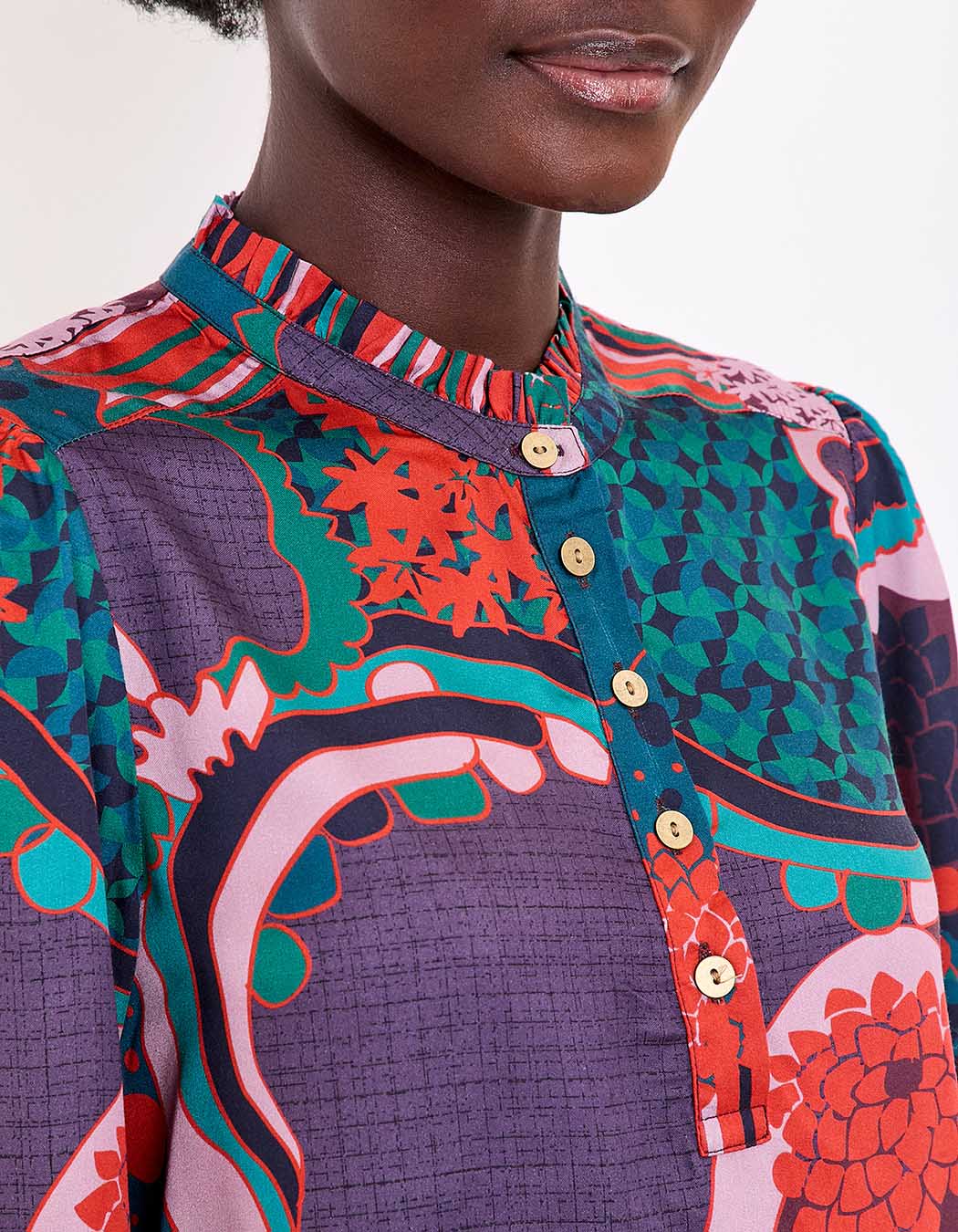 Blouse fluide volants imprimé La Fiancée