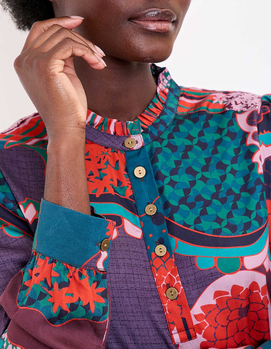 Blouse fluide volants imprimé La Fiancée