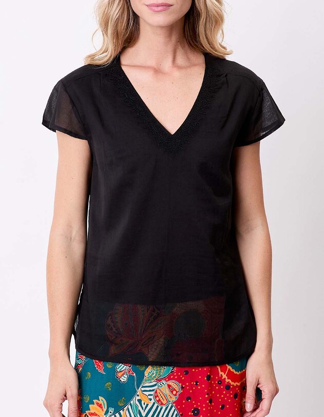 Tee shirt gaze de coton bio brod&eacute; imprim&eacute; La Fianc&eacute;e