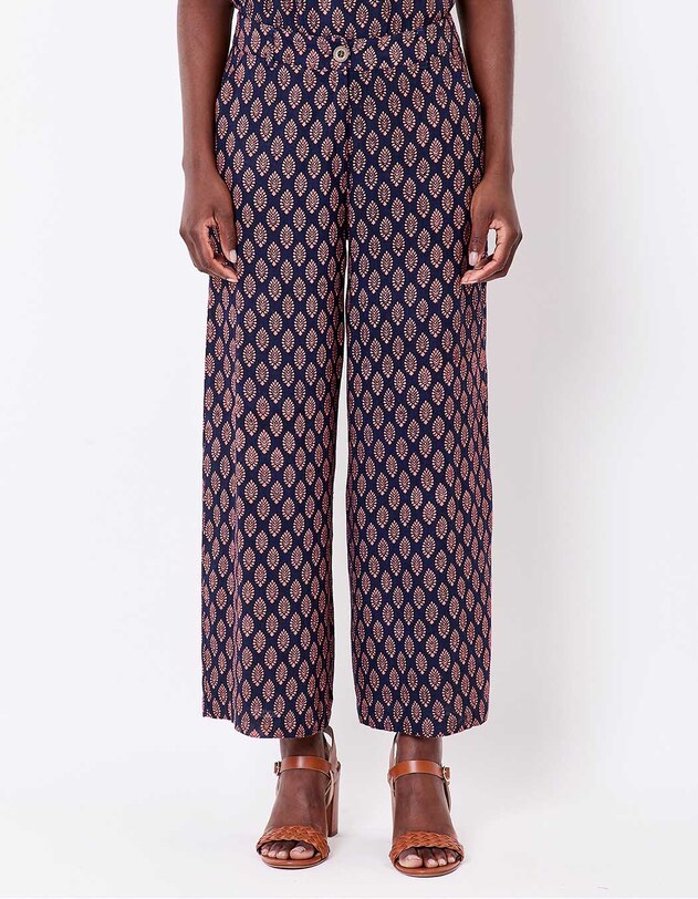 Pantalon large viscose lin 7/8 imprim&eacute; La Fianc&eacute;e