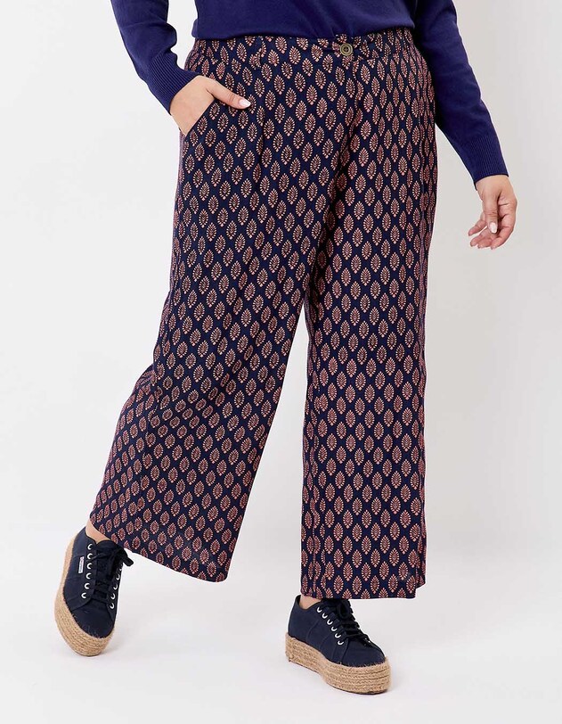 Pantalon large viscose lin 7/8 imprim&eacute; La Fianc&eacute;e