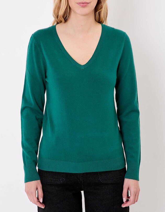 Pull maille col V femme imprim&eacute; La Fianc&eacute;e