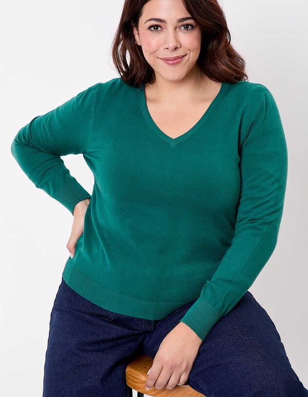 Pull maille col V femme imprim&eacute; La Fianc&eacute;e