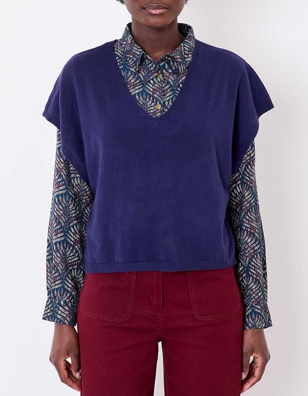 Pull maille sans manche imprim&eacute; La Fianc&eacute;e