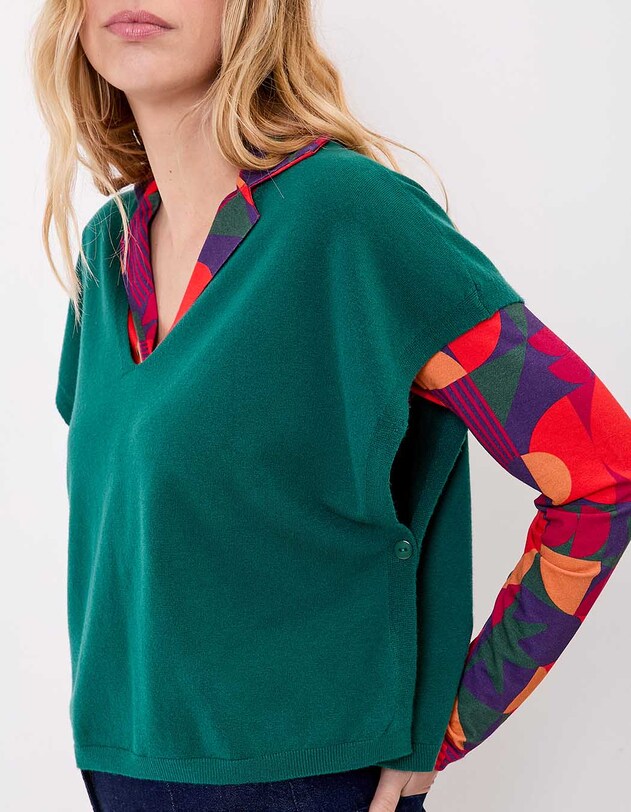 Pull maille sans manche imprim&eacute; La Fianc&eacute;e