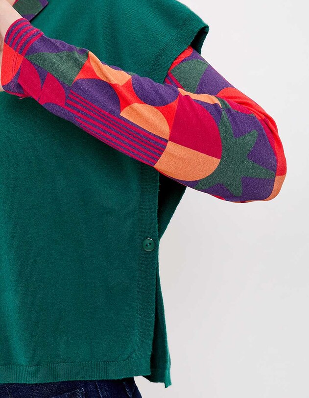 Pull maille sans manche imprim&eacute; La Fianc&eacute;e
