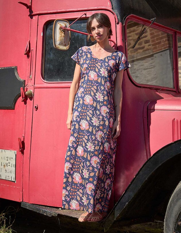 Robe longue voile de coton bio imprim&eacute; La Fianc&eacute;e