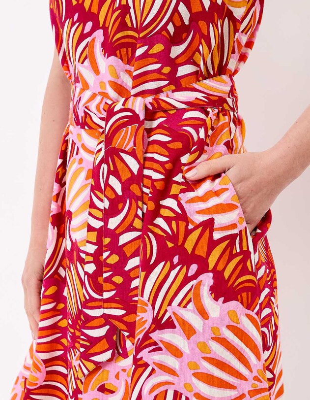 Robe fluide sans manches avec ceinture imprim&eacute; La Fianc&eacute;e