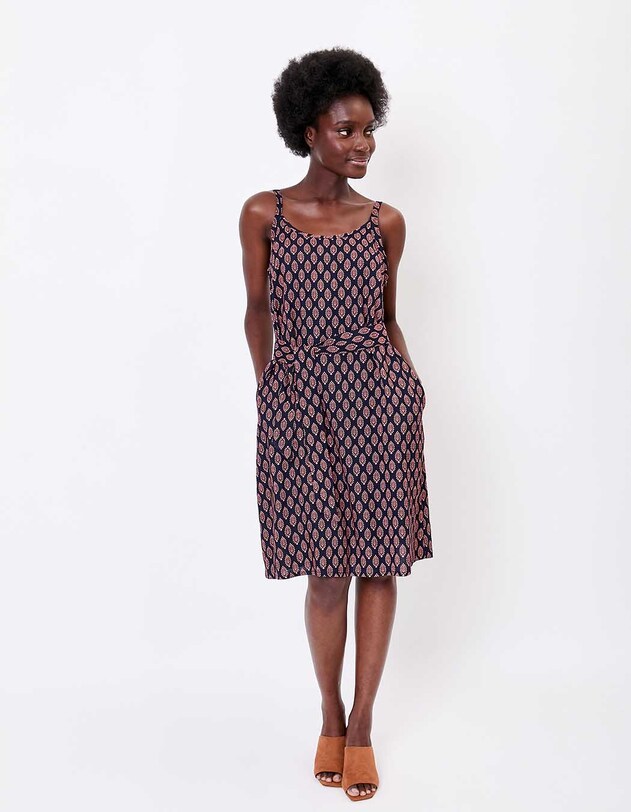 Robe fluide sans manches avec ceinture imprim&eacute; La Fianc&eacute;e