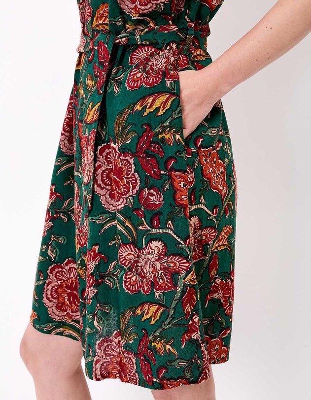 Robe fluide sans manches avec ceinture imprim&eacute; La Fianc&eacute;e