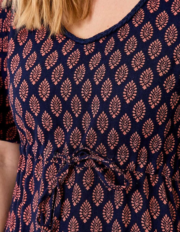 Robe longue fluide viscose lin imprim&eacute; La Fianc&eacute;e