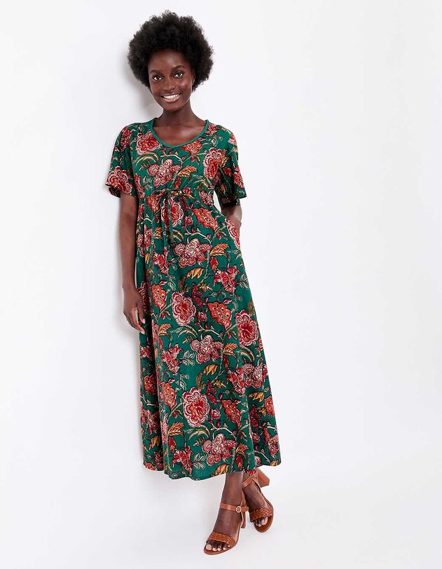 Robe longue fluide viscose lin imprim&eacute; La Fianc&eacute;e