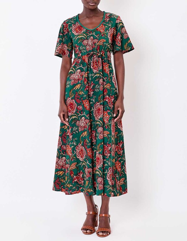 Robe longue fluide viscose lin imprim&eacute; La Fianc&eacute;e
