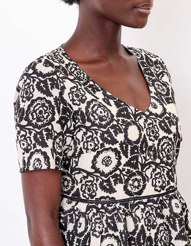 Robe &eacute;vas&eacute;e coton bio doubl&eacute; imprim&eacute; La Fianc&eacute;e
