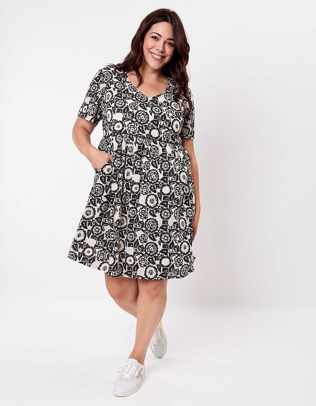 Robe &eacute;vas&eacute;e coton bio doubl&eacute; imprim&eacute; La Fianc&eacute;e