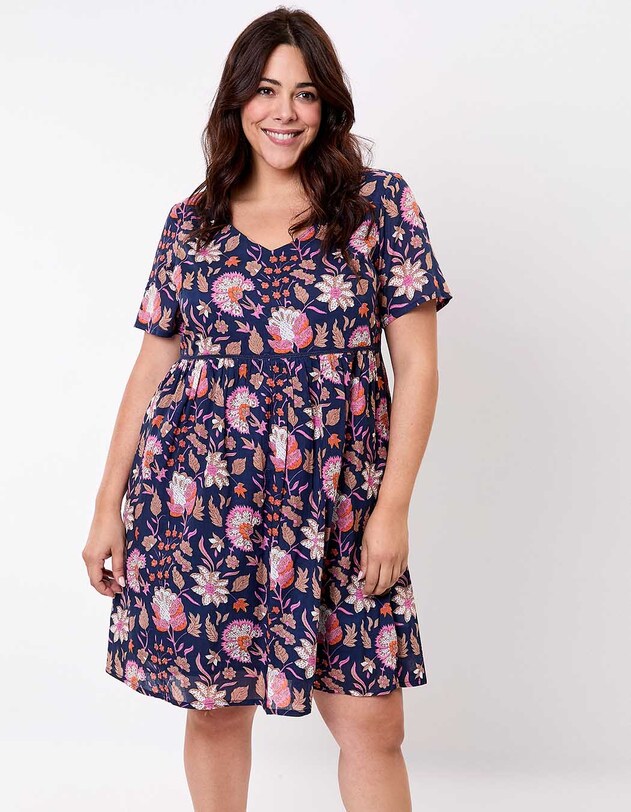 Robe &eacute;vas&eacute;e coton bio doubl&eacute; imprim&eacute; La Fianc&eacute;e