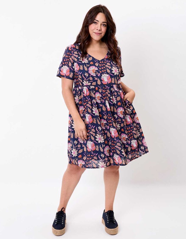Robe &eacute;vas&eacute;e coton bio doubl&eacute; imprim&eacute; La Fianc&eacute;e