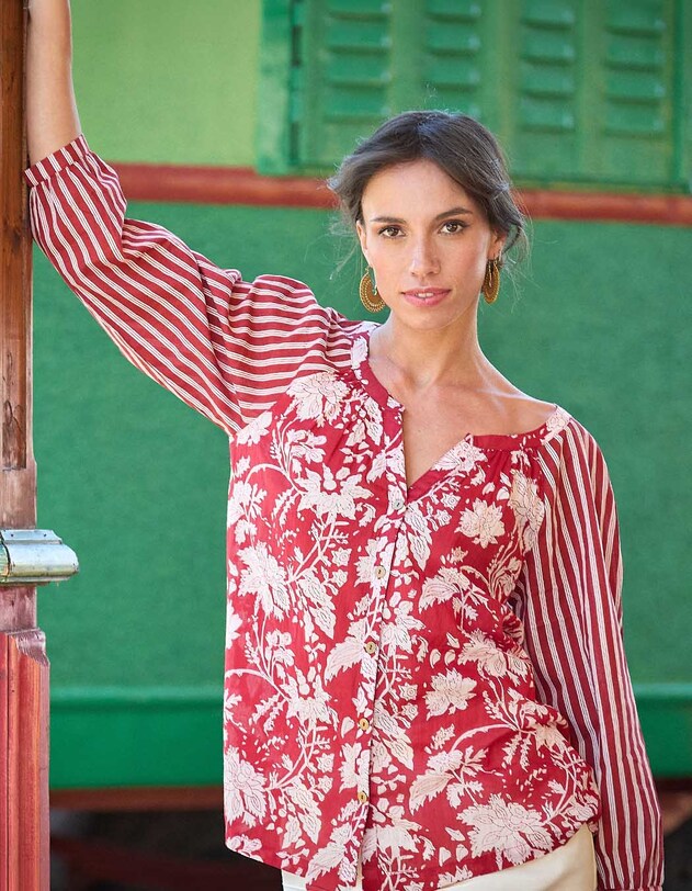 Blouse ample voile de coton bio imprim&eacute; La Fianc&eacute;e