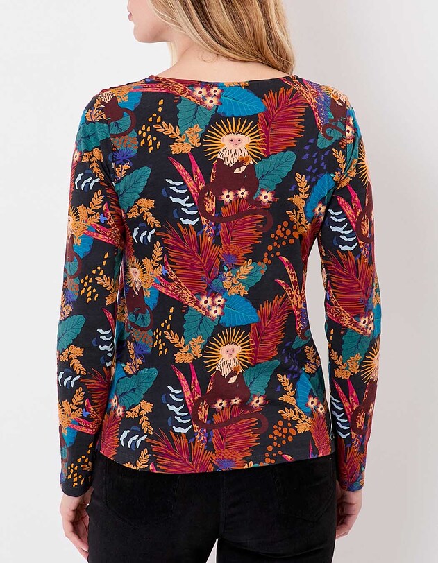 T-shirt col v imprim&eacute; coton bio imprim&eacute; La Fianc&eacute;e