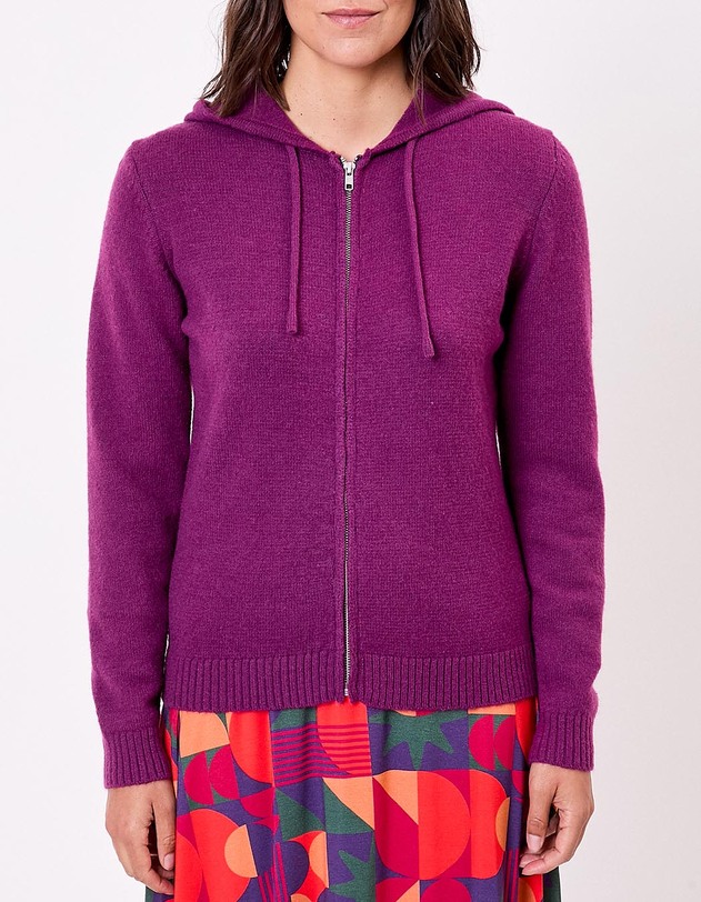 Gilet zipp&eacute; maille &agrave; capuche imprim&eacute; La Fianc&eacute;e