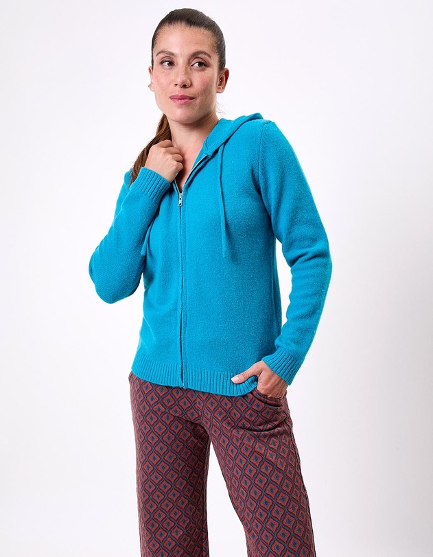 Gilet zipp&eacute; maille &agrave; capuche imprim&eacute; La Fianc&eacute;e